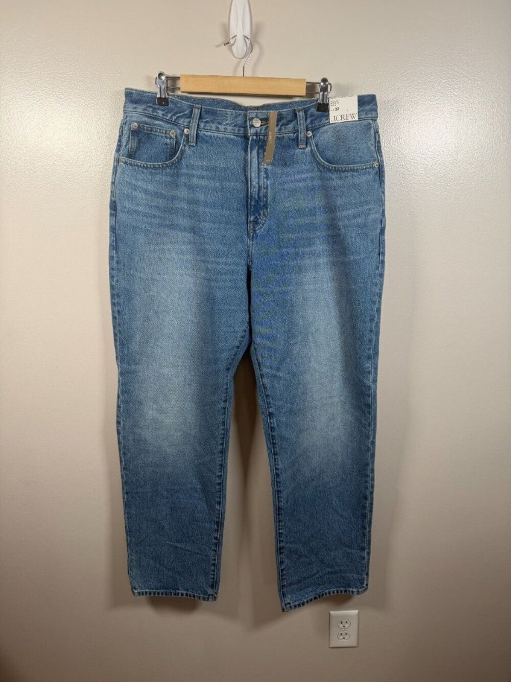 J. Crew Slouchy Mid Rise Rigid Denim Jeans Womens Size 32 Medium Wash Blue